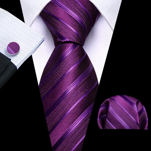 Vista 179 de Barry.Wang Juego de corbatas para hombre, corbata de seda a rayas, tejido a cuadros, gemelos formales, negocios, boda