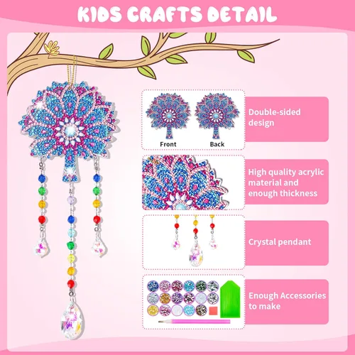 Vista 5 de Regalo para niñas de 6-7-8-9-10 años Niñas mayores: Artes y manualidades para niños de 6-8-10-12 años, kit de campanillas de viento de arte