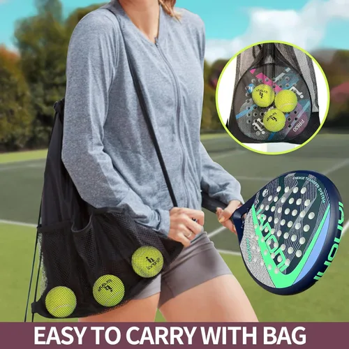 Vista 5 de Raqueta de pádel con superficie de fibra de carbono con núcleo de espuma EVA Memory Flex Core Padel raquetas de tenis ligeras (rojo y verde)