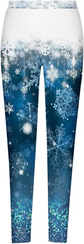 Vista 4 de Leggings navideños para mujer, pantalones largos con estampado de cintura alta, pantalones ajustados de cintura elástica