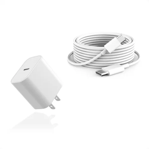 Vista 8 de Cable de 10 pies para Apple iPhone 16 15 Pro Max, cargador de carga rápida, iPad, AirPods 4 (USB-C), 20 W tipo C Blcok de 10 pies de largo, cable