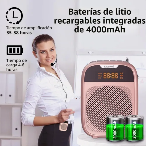Vista 4 de Norwii Mini amplificador de voz recargable portátil para profesores