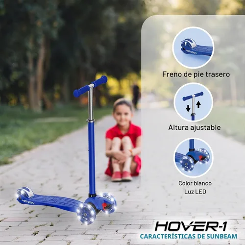 Vista 3 de Hover-1 Sunbeam Kick Scooter with Multicolor Wheel Lights, 4.5” Front Wheels, Rear Foot Brake, and 110 Pound Weight Capacity