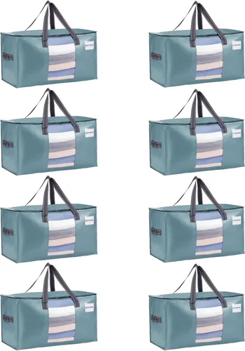 Vista 46 de VENO Paquete de 4 bolsas de mudanza resistentes, bolsas de almacenamiento de ropa y edredón con ventana transparente, suministros de embalaje