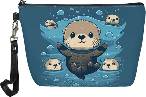 Vista 18 de Upetstory Bolsa de maquillaje de animales, bolso pequeño de cuero para cosméticos de viaje para niñas y mujeres, bolso de mano para lápiz labial