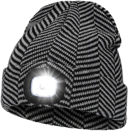 Vista 30 de MELASA Gorro unisex con luz, recargable por USB, manos libres, gorro LED, regalos de invierno para hombres Tinte amarillo albaricoque