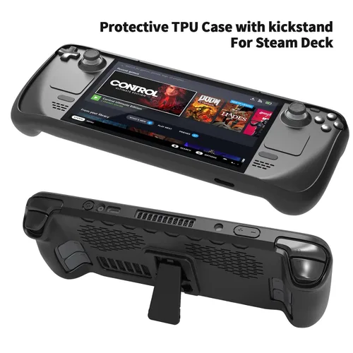 Vista 2 de Wedorat Protective Case for Steam Deck with Small Stand, Silicone Soft Cover Protector, Shockproof Anti-Scratch Anti-Collision Accessories Skin