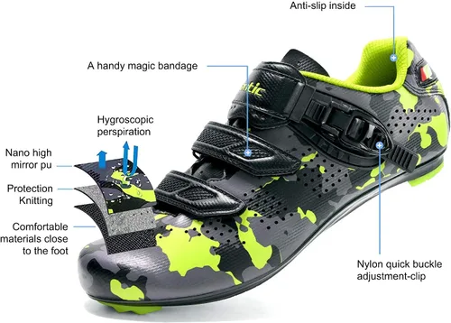 Vista 3 de Santic Zapatos de ciclismo unisex para interiores, zapatos de bicicleta de carretera, zapatos de equitación para hombres y mujeres