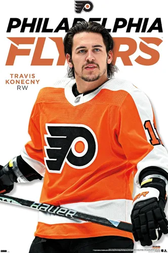 Vista 12 de Trends International Póster de pared de la NHL Philadelphia Flyers - Travis Konecny Feature Series 23 Versión enmarcada de caoba