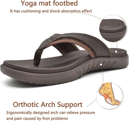 Vista 3 de KuaiLu Sandalias deportivas para hombre, cómodas, ortopédicas, con soporte de arco para fascitis plantar, para exteriores, verano, playa, talla 7 15