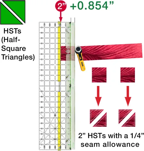 Vista 4 de guidelines4quilting costura allowance además para la mitad Square triángulos, 30,5 cm)