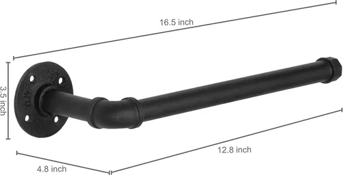 Vista 5 de MyGift Soporte para toallas de papel para debajo del gabinete, soporte para toallas de papel, montaje en pared, tubo industrial negro mate colgante