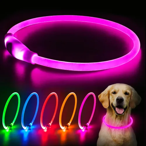 Vista 10 de Flashseen Collar de perro LED, collar iluminado brillante recargable por USB, cortable, resistente al agua, collar de seguridad de TPU con luces