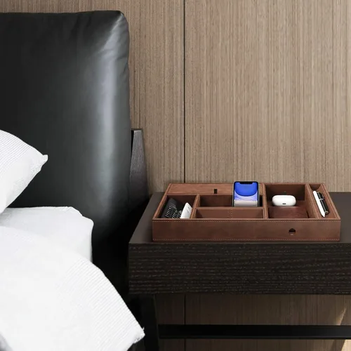 Vista 5 de SITHON Bandeja organizadora de escritorio Catchall EDC Tray Marrón