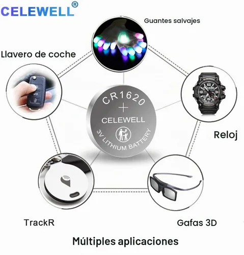 Vista 5 de CELEWELL CR1620 - Paquete de 5 baterías de litio para rastreador de llaves, 70 mAh, 3 V, batería de litio