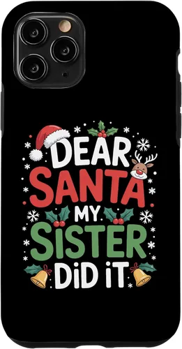 Vista 29 de Dear Santa My Sister Did It Christmas Sibling Humor Parents Case for iPhone 16