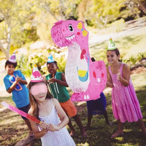 Vista 6 de Piñata de dinosaurio - Suministros de fiesta de cumpleaños de dinosaurios