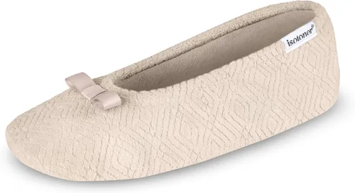 Vista 9 de Isotoner Women's Chevron Non-Slip Ballerina Slipper Negro (Chevron)