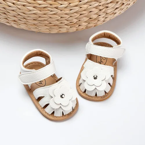 Vista 3 de Babelvit - Sandalias de bebé, niño niña, calzado cómodo de verano de alta calidad para playa, con moño floral, suela de goma antideslizante