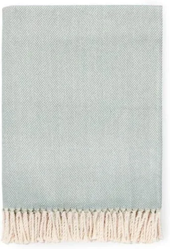Vista 7 de Sferra Celine Herringbone, manta 100% algodón, color aguamarina
