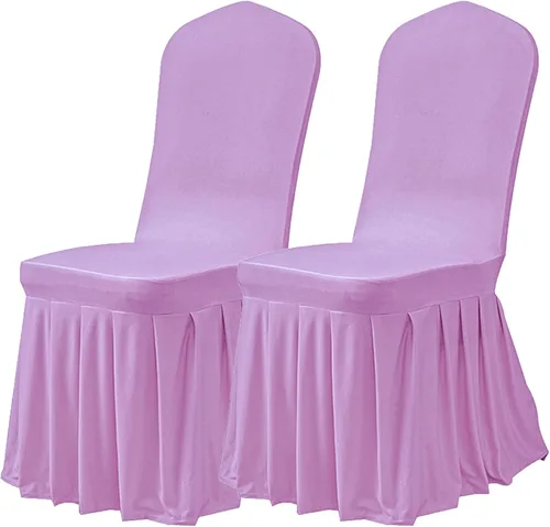 Vista 44 de Dimatic Juego de 2 fundas elásticas para sillas de comedor, fundas Parsons con falda, de elastano súper ajuste, funda protectora de asiento para Azul