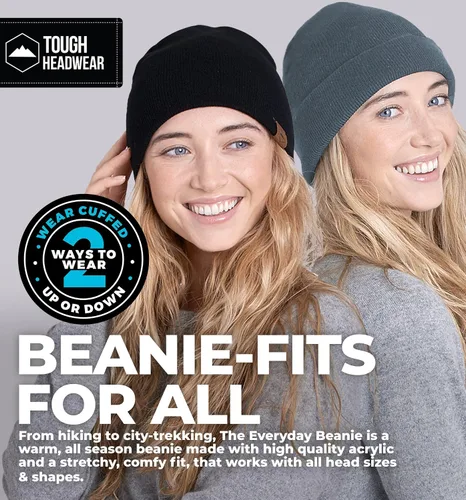 Vista 8 de Tough Headwear Daily Knit Beanie – Gorros para hombre – Sombreros de invierno para hombres y mujeres – Sombreros de punto cálidos para clima frío