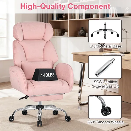 Vista 9 de HOFFREE - Silla cruzada con ruedas para juegos, lectura, trabajo (rosa)