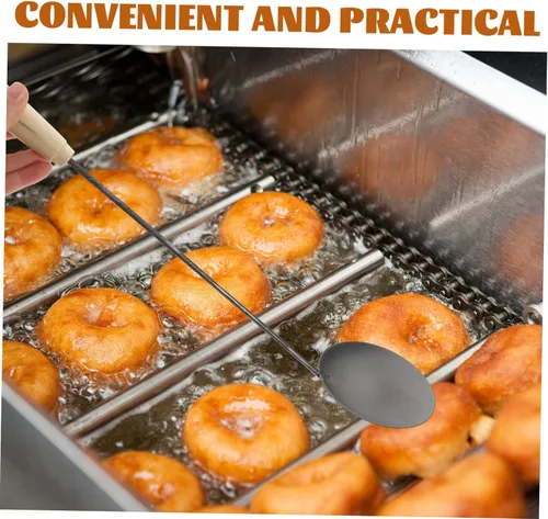 Vista 5 de Cuchara para freír aperitivos cuchara de metal antiadherente cuchara de aceite de cocina mango largo para freír alimentos