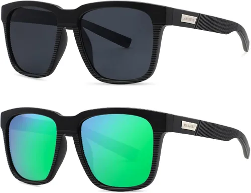 Vista 9 de MAXJULI Gafas de sol polarizadas para hombres y mujeres 8023 A1-negro/Gris