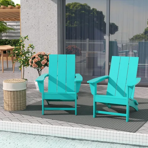 Vista 22 de WestinTrends Ashore Modern - Silla plegable Adirondack para exteriores (juego de 2), color negro
