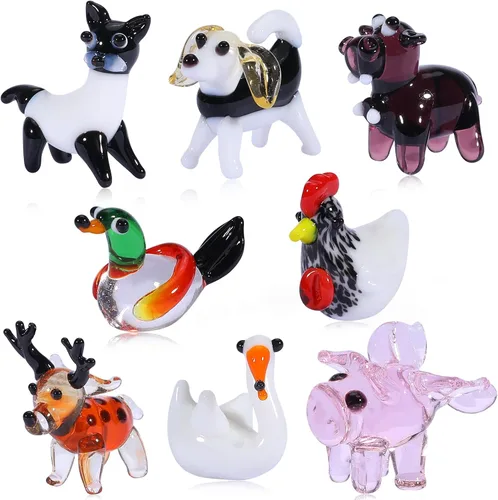 Vista 7 de 8 Figuras de Vidrio Soplado a Mano Figuras de Animales de Vidrio Estatua de Pájaro Pequeño de Vidrio Figuras de Pájaros de Vidrio Incluye Pájaros