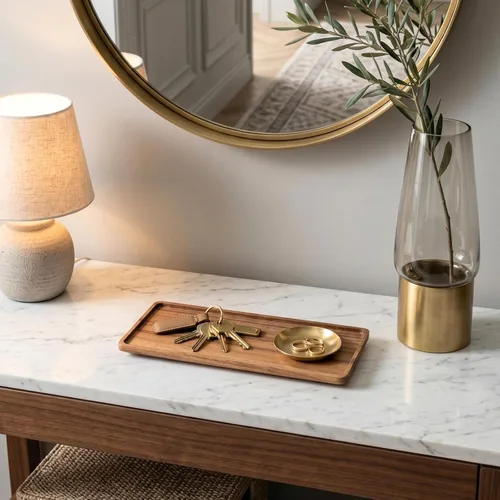 Vista 5 de Vandroop Bandeja de madera para servir, pequeñas bandejas decorativas para fiestas, aperitivos, té/café y queso, juego de 2 tablas de madera hechas