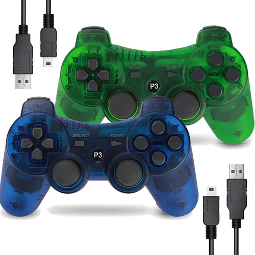 Vista 6 de Wireless Controller for PS-3 Motion Sense Double Vibration Upgraded Gaming Remote for Play 3 with Charging Cord (Black and Red)