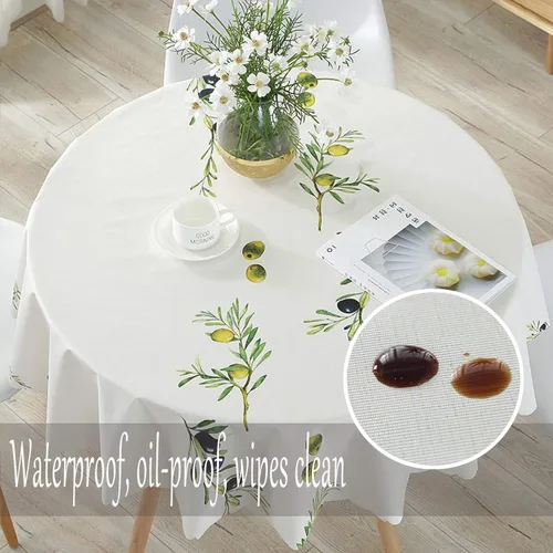 Vista 3 de Mantel redondo de vinilo para mesa de PVC de fácil limpieza, redondo, 40 pulgadas