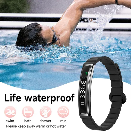 Vista 6 de Pulsera inteligente de fitness, monitor de ritmo cardíaco, monitor de actividad del sueño, contador de pasos, calorías, podómetro, impermeable