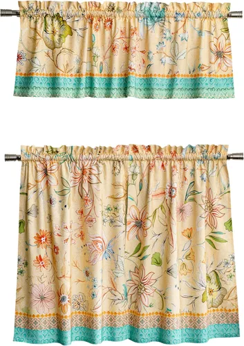 Vista 78 de Maison d' Hermine Juego de cortinas de cocina para ventanas, juego de cortinas de cocina 100% algodón, cenefas para el hogar [2 niveles