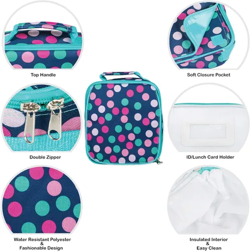 Vista 4 de Class Collections - Conjunto de mochila y lonchera punto polka azul