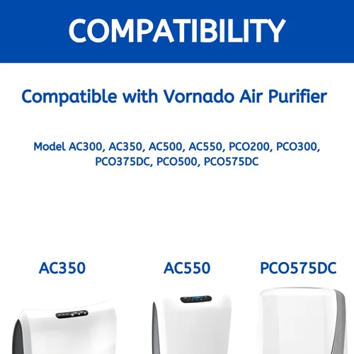Vista 12 de Nispira Filtro de carbón de repuesto para purificador de aire, compatible con los modelos de purificador de aire Vornado AC300, AC350, AC500, AC550
