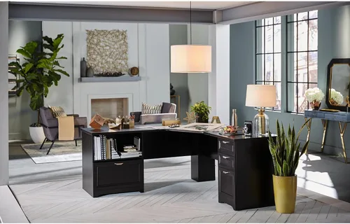 Vista 6 de Realspace® Magellan Performance - Escritorio esquinero en forma de L de 71 pulgadas de ancho, color espresso