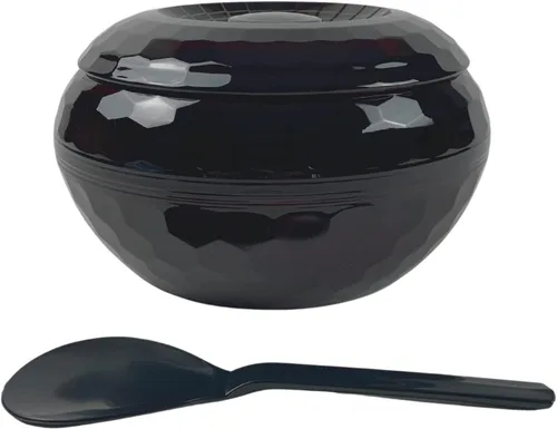 Vista 7 de JapanBargain 2073, cuenco de arroz con tapa y pala de paleta de arroz, recipiente de arroz japonés Ohitsu chino asiático restaurante arroz