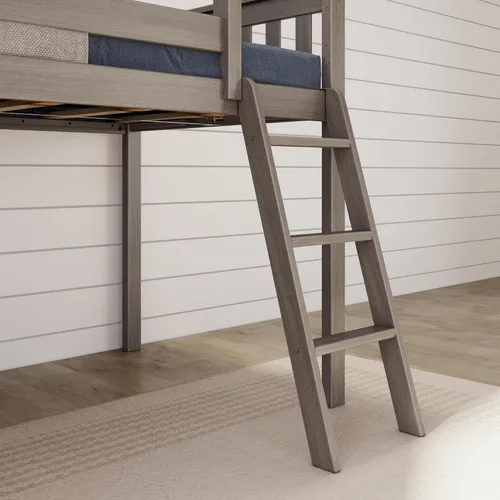 Vista 4 de Max & Lily Cama tipo loft baja tamaño individual con tobogán y escalera, muebles clásicos de madera maciza para dormitorio de niños, capacidad