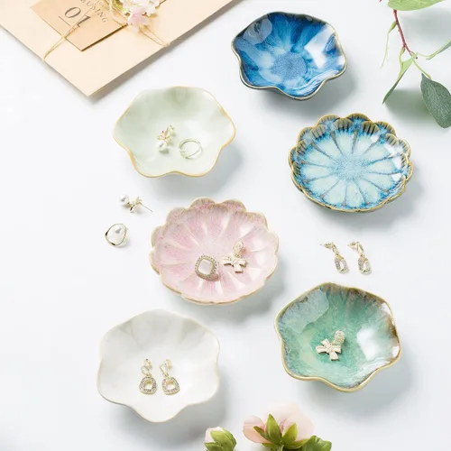 Vista 2 de Bandeja para joyas, plato para anillos, bandeja de cerámica para baratijas, cuenco para llaves, plato decorativo, para amigos, hermanas, hija, madre