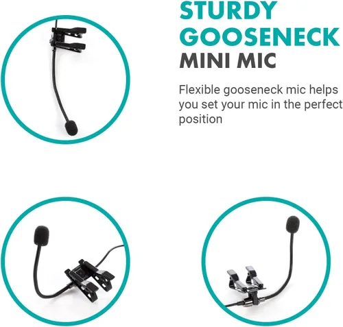 Vista 3 de Movo ACM400 Micrófono omnidireccional de cuello de ganso flexible para Motovlogging, micrófono de casco para cámara de acción Moto Vlog - Micrófono