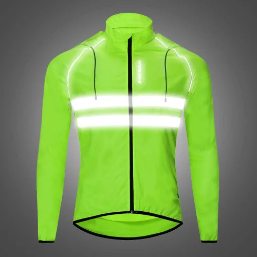 Vista 4 de WOSAWE - Chaqueta de ciclismo con capucha, ligera, cortavientos