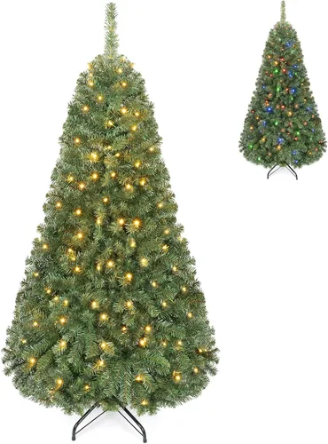 Vista 13 de GOFLAME Árbol de Navidad preiluminado de 7.5 pies con control remoto 3-Verde