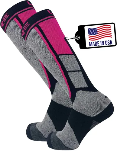 Vista 9 de Pure Athlete Calcetines de esquí fabricados en Estados Unidos, calcetines ligeros de lana de alpaca para el invierno para esquiar
