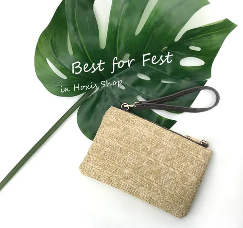 Vista 4 de Bolso pequeño cruzado con cremallera de pajilla, bolso de mano para mujer