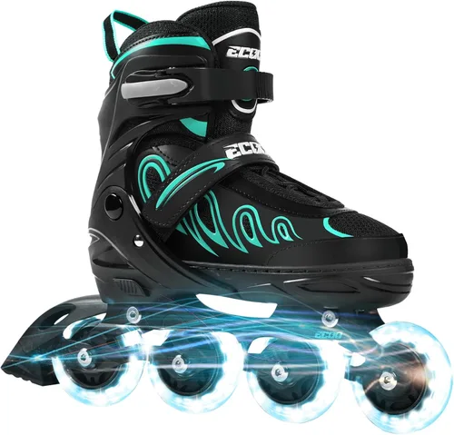 Vista 7 de Patines en línea para niñas y niños de 5 a 8 años, 8 a 12 años, ruedas iluminadas, tamaño ajustable, para niños, adultos, mujeres, exteriores