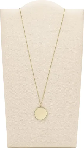 Vista 2 de Fossil Collar de cadena con dije de acero inoxidable grabado chapado para mujer
