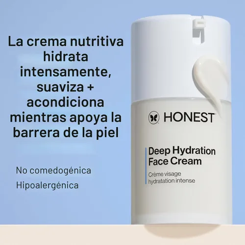Vista 2 de Honest Beauty Crema facial de hidratación profunda para piel seca, hidrata y apoya la barrera de humedad natural, hipoalergénica, suave sensible